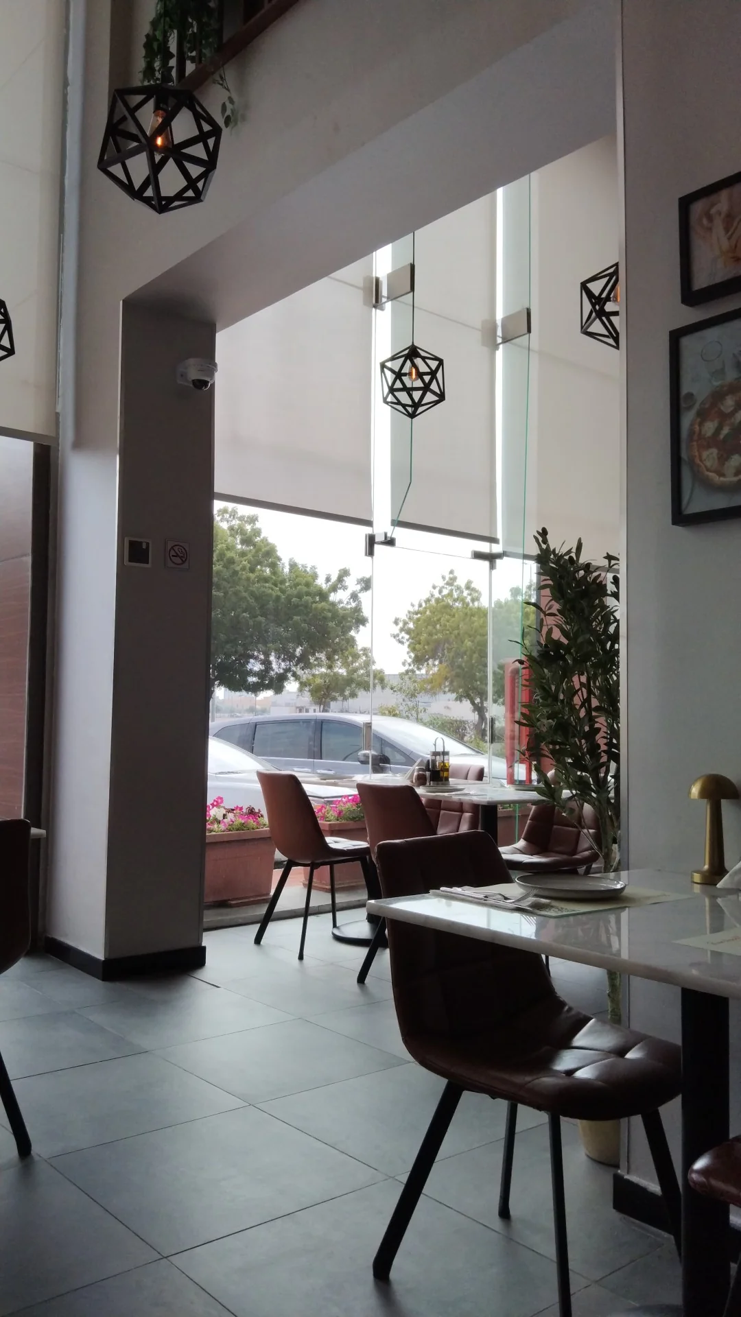 Cozy corner table seating inside the restaurant