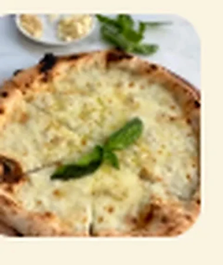 Quattro Formaggi white pizza with a four-cheese blend