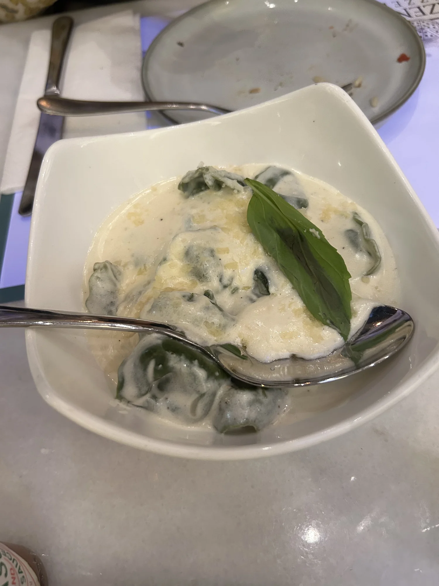 Ricotta and spinach ravioli in a sage butter sauce