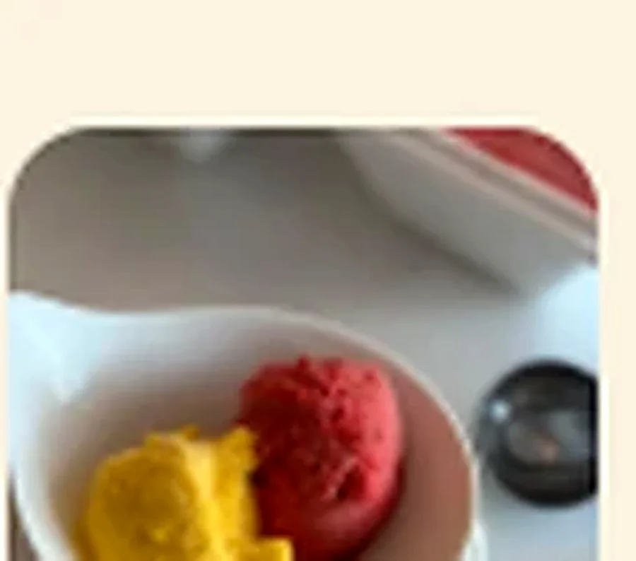 Mango and passion fruit sorbet balls